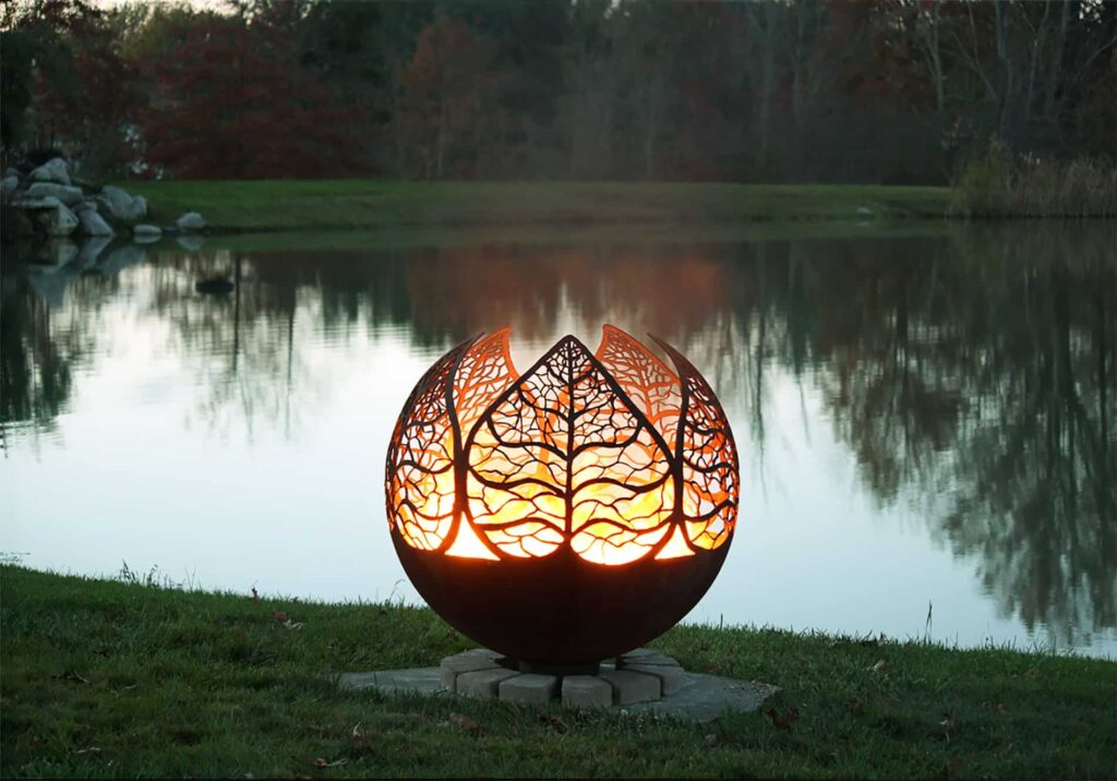 Geometric globe fire pit