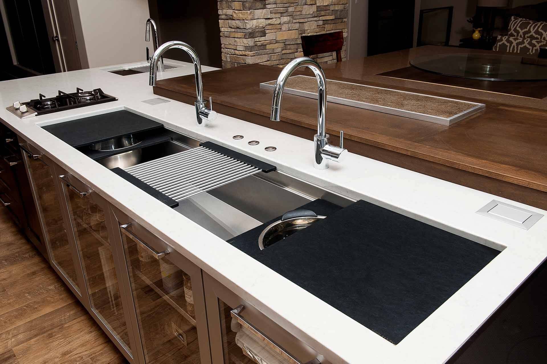 kitchen sink with two handles