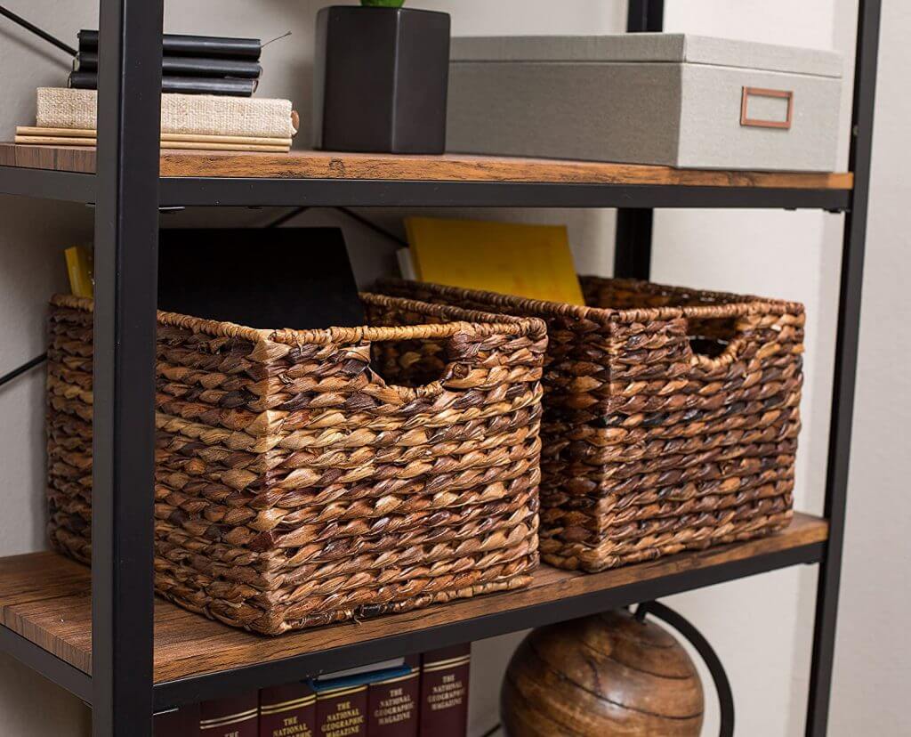 Wooden Shelves and Basket Storage