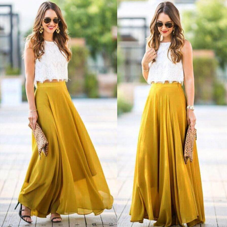 Pleated High-Waisted Maxi Skirt