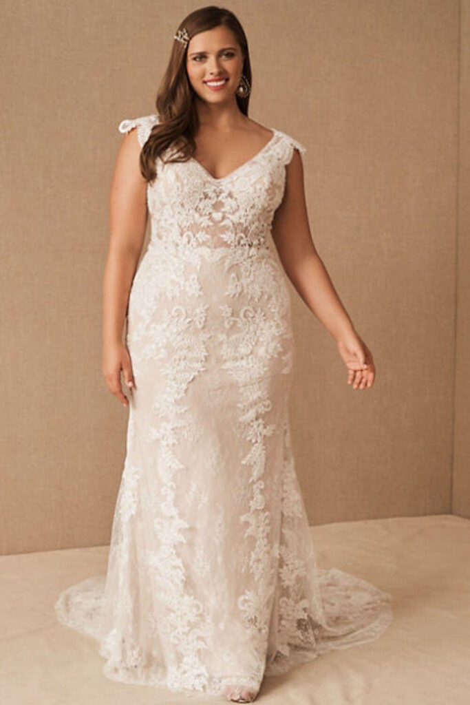 Sheath wedding dress plus size