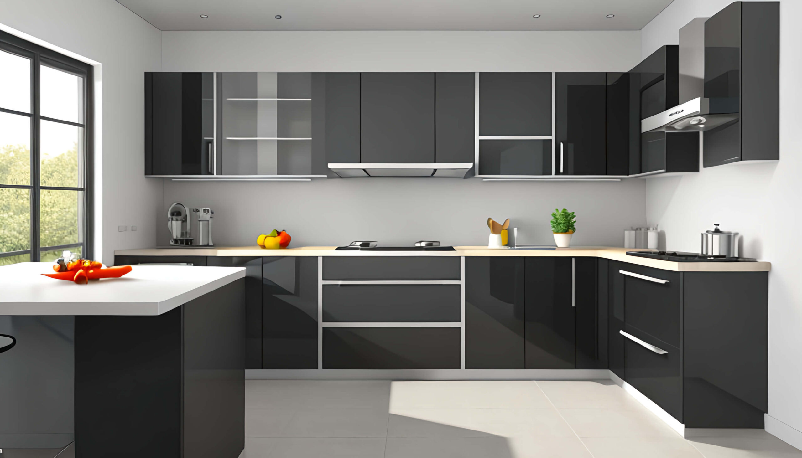 L-shaped modular kitchen design