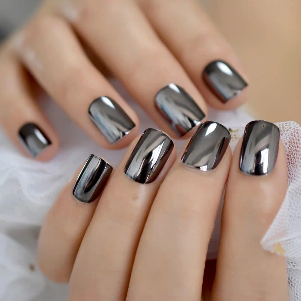 Metallic square nail designs
