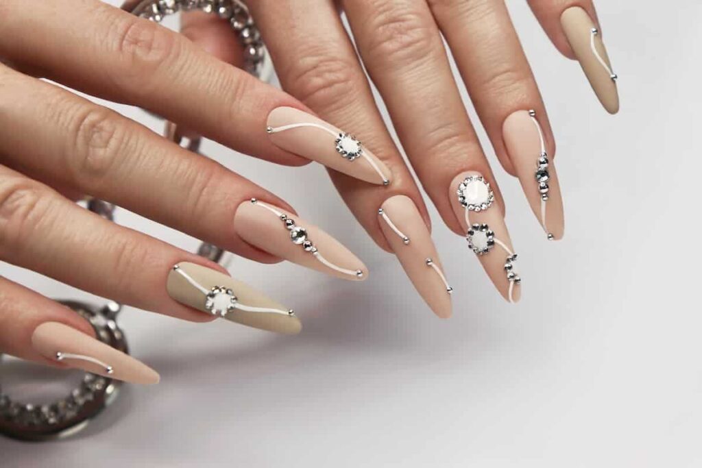 Square nail designs with rhinestones