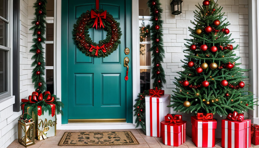 Elf-themed decor and oversized ornaments